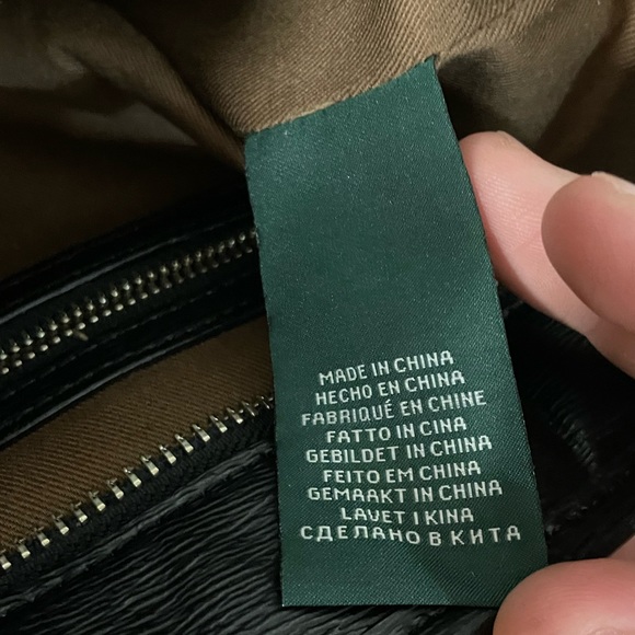 Ralph Lauren Black Tote Shoulder Purse With Charm - Picture 6 of 9